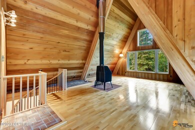 Living area with wood stove