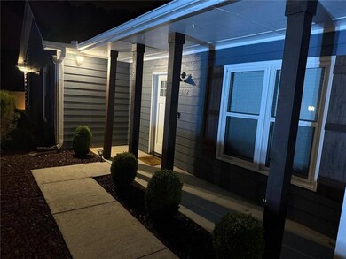View of patio at night