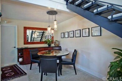 Dining area with built-in cabinet.