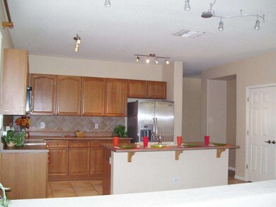 view from family area of kitchen.