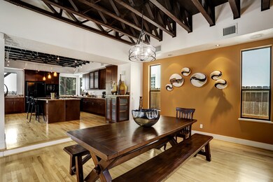 View from dining area into kitchen shows the conti