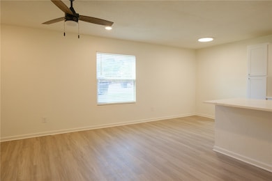 Spare room featuring recessed lighting, ceiling fa