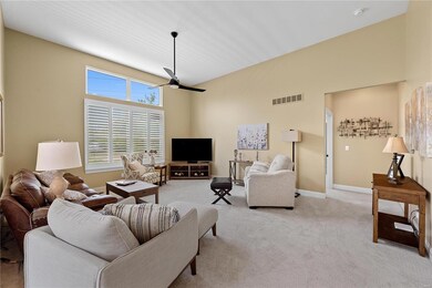 Great Room with 12 Foot Ceilings and Transom Windo