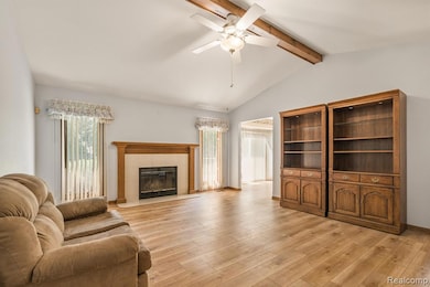 Natural fireplace graced by natural light on both sides