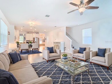 Virtually Staged Great Room (Kitchen, Dining and Living)