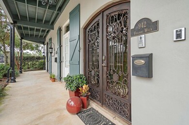 Enter through the double iron doors.