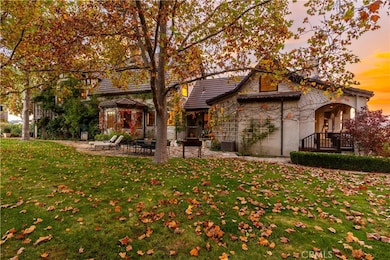 Lush lawns surround the several seating areas.