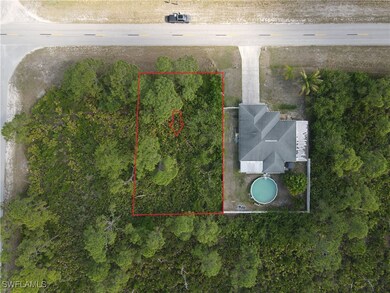 Aerial view of property's location with property parcel outlined
