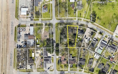 This aerial image shows a residential plot outline