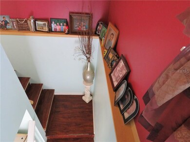 The stairs leading to the upstairs living area.