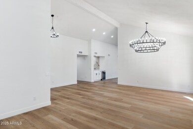 Dining room with chandelier