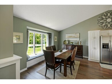 Dining room complete with a cozy built in window s