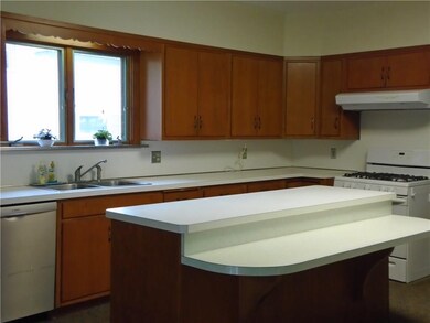 A closer view of the kitchen island.