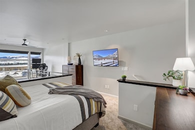 Upstairs bedroom is carpeted, includes a walk in c