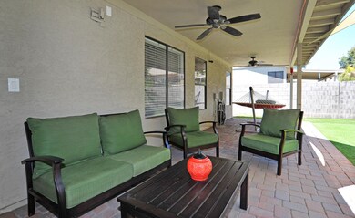 Patio full length of house