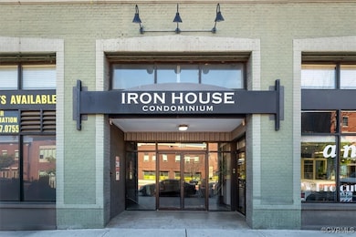Property entrance with brick siding