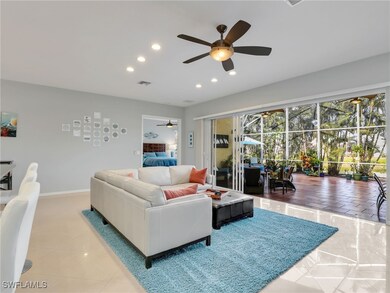 View of tiled living room