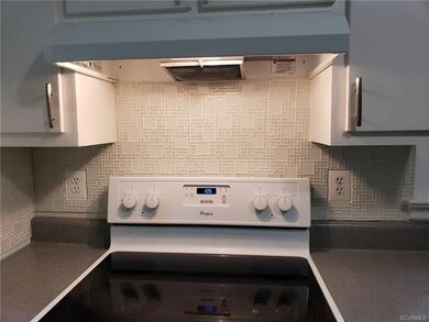 Smooth top range and tile backsplash