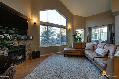 Living Room With Stack Stone Fireplace