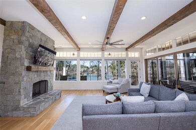 These wood accents continue into the screened porc