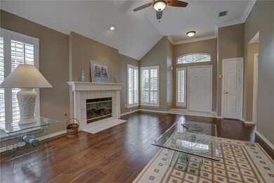 Beautiful wood floors & high ceilings in living ro
