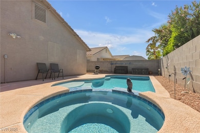 View of pool with a patio area, a fenced backyard,