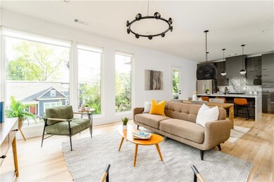 Living room with light wood finished floors