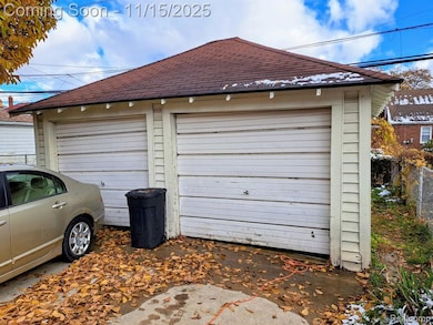 View of detached garage