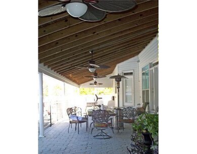 Patio/Deck. Stamped concrete and ceiling fans make