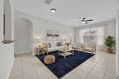 Virtually Staged Family Room- Large Windows and balcony