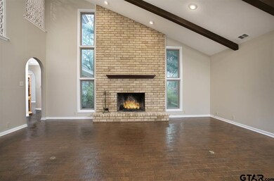 Gleaming brick floors run throughout most of the first floor.