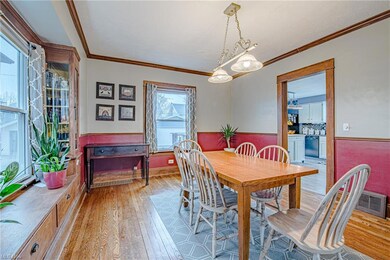 The dining room opens into the kitchen.