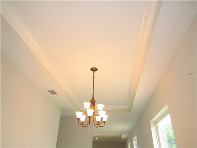 Beautiful light fixture in tray and crown molding