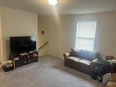 Living area featuring carpet and baseboards