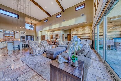 Living room w/ cathedral ceilings.