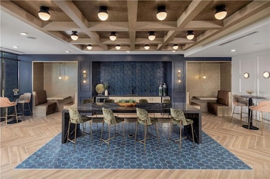 Lobby with beam ceiling and coffered ceiling