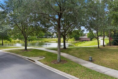Beautiful serene park view with pond.