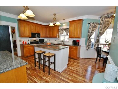 The kitchen with new Acacia hardwood flooring, gra