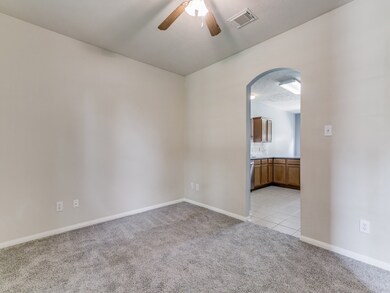 Dining room looking into kitchen area