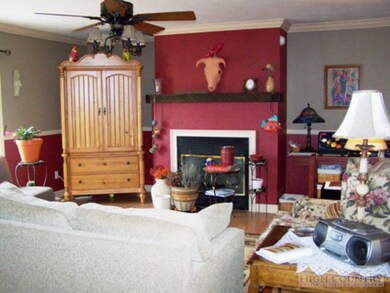 Living Room: Spacious living room features wood la