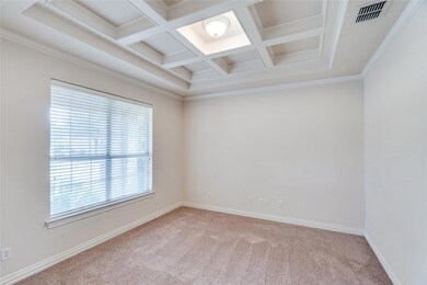 Office  featuring coffered ceiling, ornamental mol