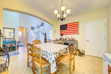 dining room with chandelier