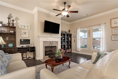 Living room with a gas fireplace.