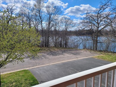 The view of the lake from the covered deck