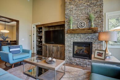 Stone fireplace