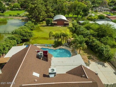 Aerial view of back yard