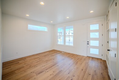 Entryway featuring recessed lighting and light wood-style floors