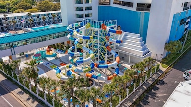 Aerial view of a pool