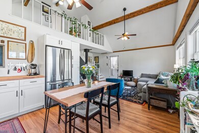 Open concept kitchen, dining, living
