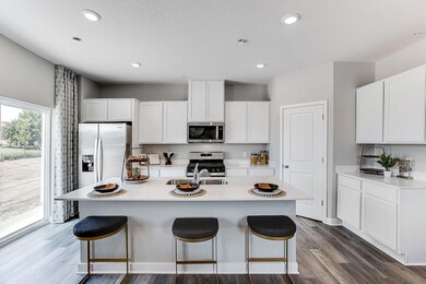 A kitchen built to both perform and enjoy - complete with a stainless appliance package, loads of cabinet space and an oversized center island that will be coated in Quartz countertops. Image is of model, colors may vary.